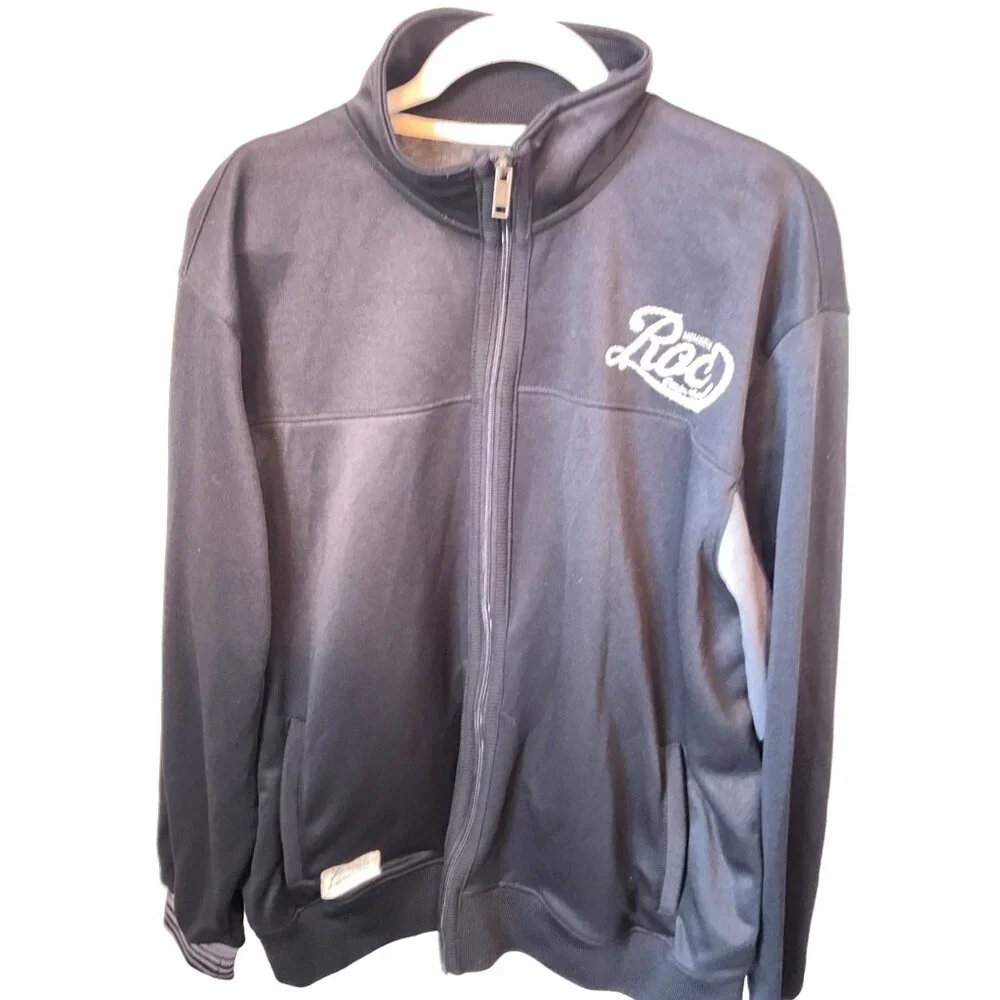 Rocawear Black Extra‎ Large  Polyester Jacket Zip Pockets Contrasting Under Arm